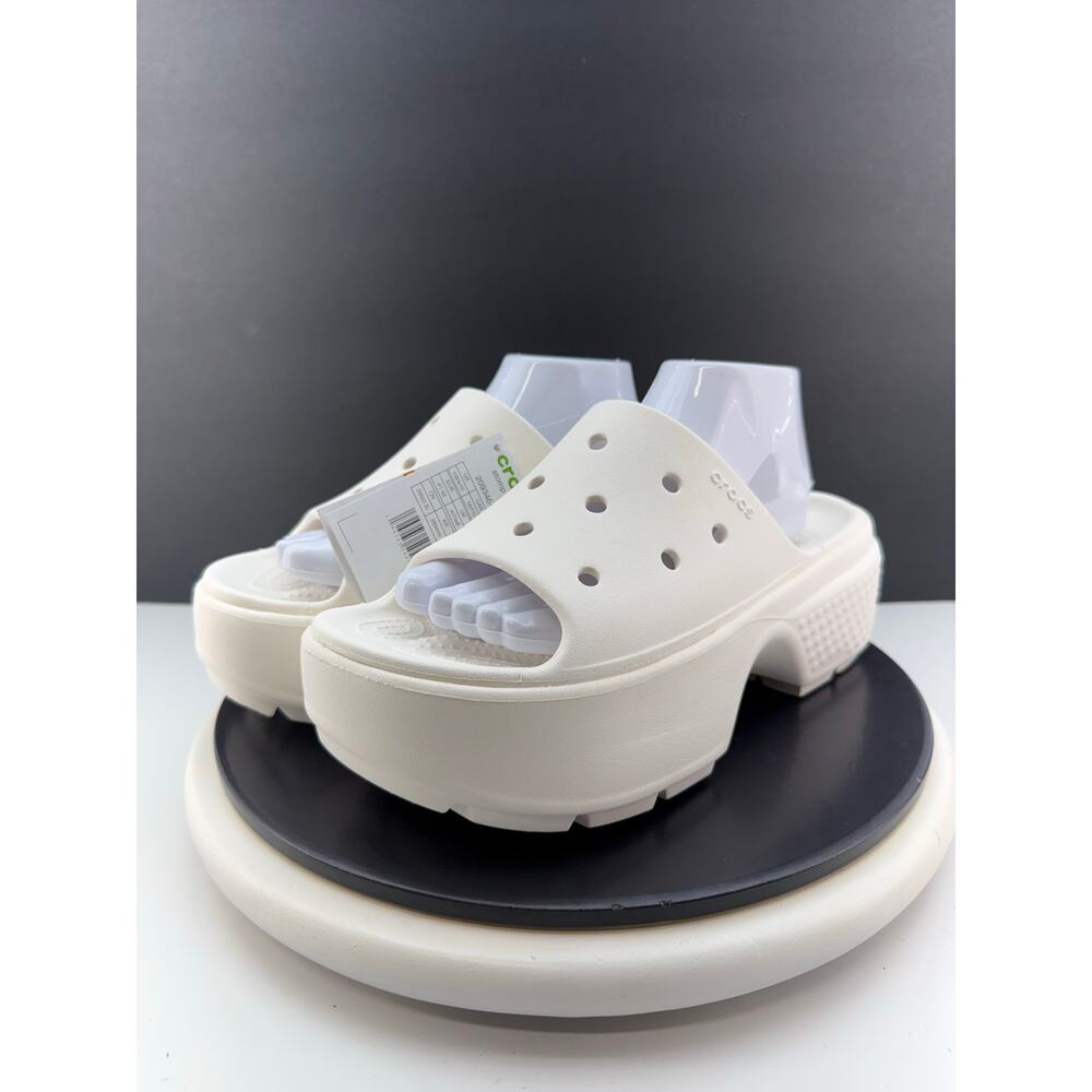 Crocs Stomp Slide Womens Size 10 White Platform Slip On Sandals Shoes 209346-0VV